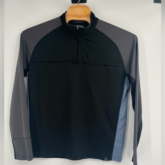 Prana Jacket Men XL Black Gray 1/4 Zip Lightweight Stretch‎ Pullover Long Sleeve - Picture 1 of 7